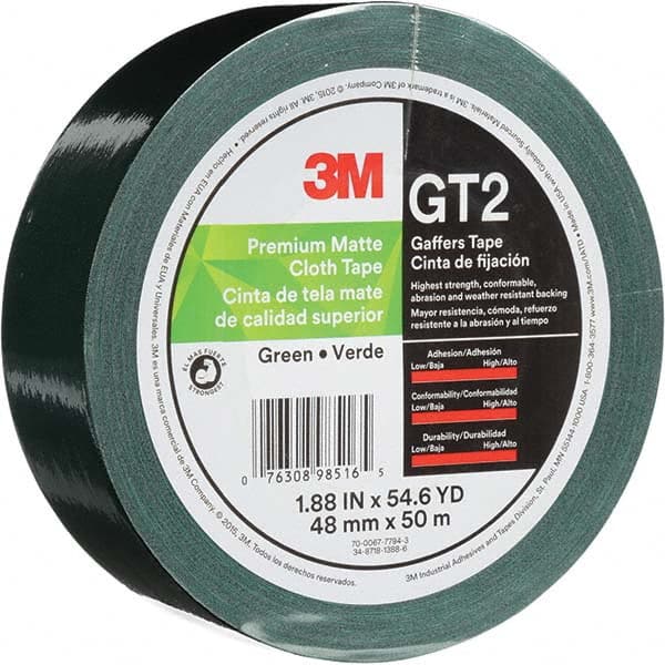 3M - 50m x 48mm x 11 mil Green Cotton Cloth Gaffers Tape - Americas Tooling