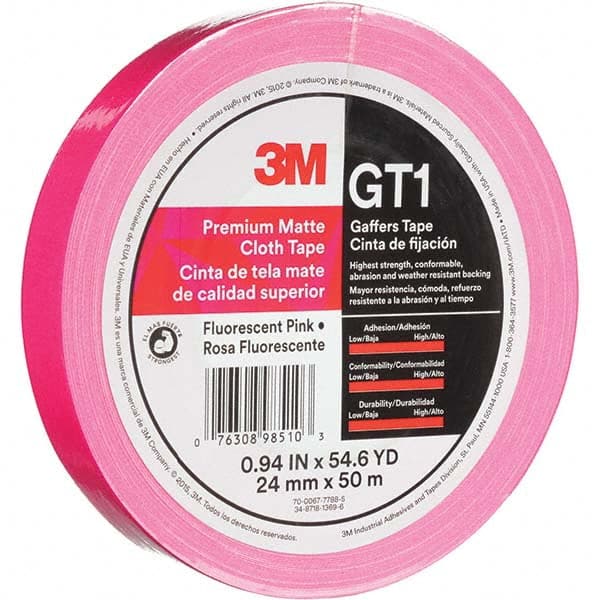 3M - 50m x 24mm x 11 mil Fluorescent Pink Cotton Cloth Gaffers Tape - Americas Tooling