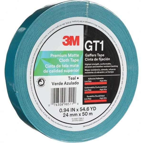 3M - 50m x 24mm x 11 mil Teal Cotton Cloth Gaffers Tape - Americas Tooling