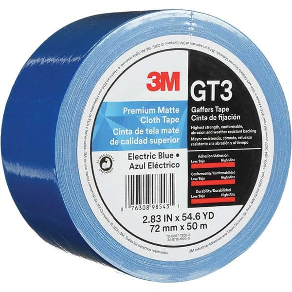 3M - 50m x 72mm x 11 mil Blue Cotton Cloth Gaffers Tape - Americas Tooling