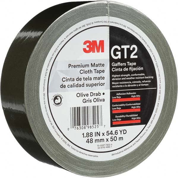 3M - 50m x 48mm x 11 mil Olive Green Cotton Cloth Gaffers Tape - Americas Tooling