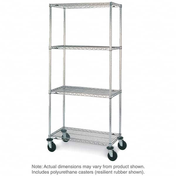 Metro - 600 Lb Capacity 4 Shelf Mobile Wire Shelving Unit - Add-On Unit - Exact Industrial Supply