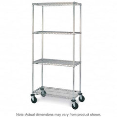 Metro - 600 Lb Capacity 4 Shelf Mobile Wire Shelving Unit - Add-On Unit - Americas Tooling