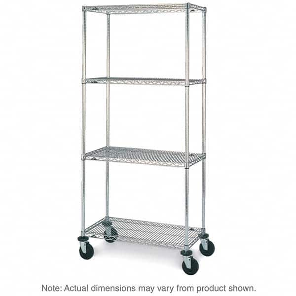 Metro - 600 Lb Capacity 4 Shelf Mobile Wire Shelving Unit - Add-On Unit - Exact Industrial Supply