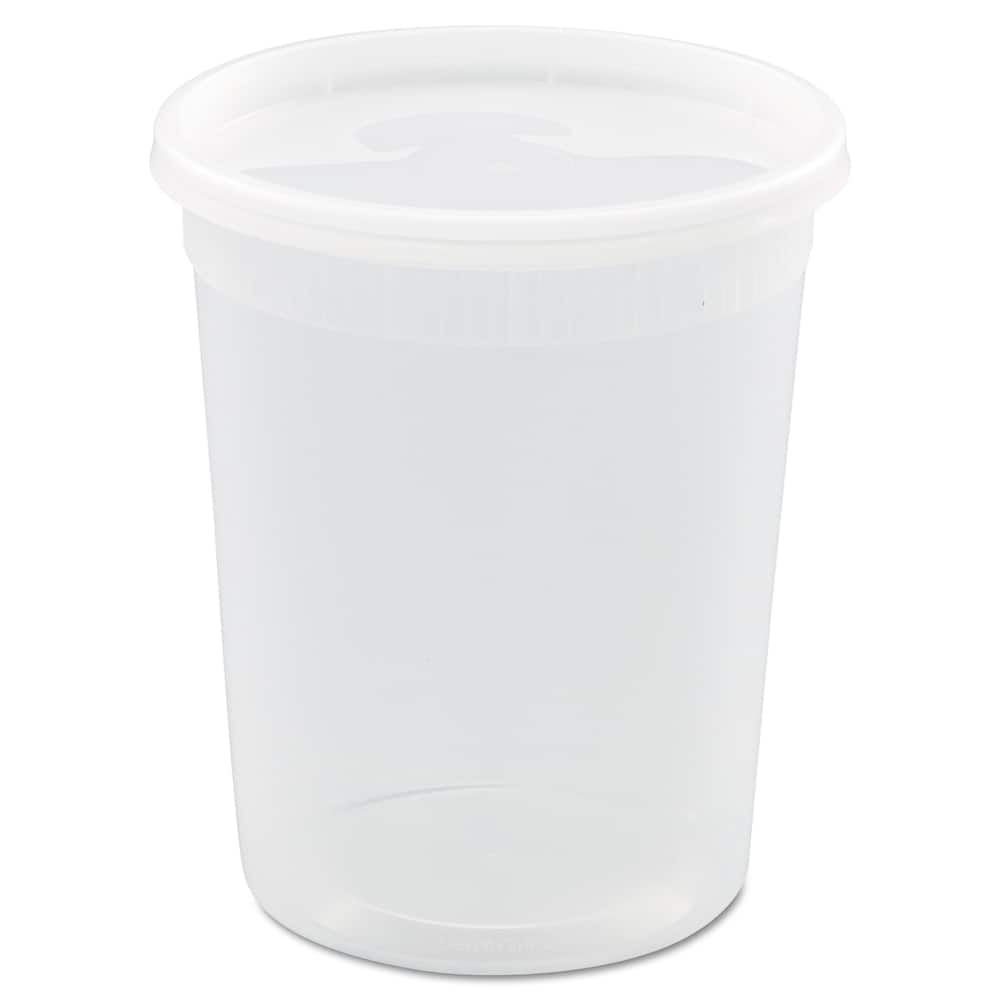 Pactiv - Food Containers; Type: Container & Lid Combination ; Shape: Round ; Volume Range: Smaller than 64 oz. ; Height (Decimal Inch): 6.000000 ; Diameter/Width (Decimal Inch): 4.5500 ; Length (Decimal Inch): 4.5500 - Exact Industrial Supply