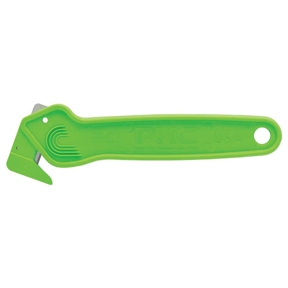 PHC - Utility Knives, Snap Blades & Box Cutters; Type: Safety Cutter ; Blade Type: Recessed/Concealed Fixed Blade; Steel ; Number of Blades Included: 1 ; Number of Blades: 1 ; Handle Material: Plastic ; Color: Green - Exact Industrial Supply