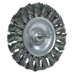 3-1/4" - Diameter Stem-Mounted Knot Wire Wheel; .014" - Diameter Steel Fill; 1/4" Stem - Americas Tooling