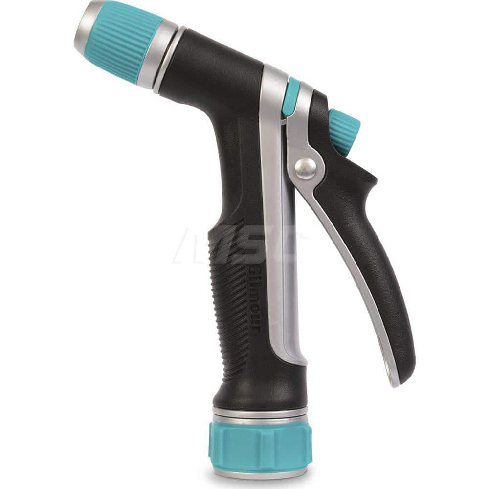 Garden Hose Spray Nozzles; Nozzle Type: Cleaning Nozzle; Adjustable Nozzle; Activation Method: Rear Trigger; Material: Plastic; Metal; Thread Type: GHT; Features: Swivel Connect; Concentrated stream to gentls mist; Slip-resistant; Heavy Duty; Color: Aqua;