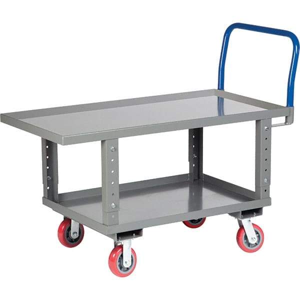 Little Giant - 2,000 Lb Capacity Steel Platform Truck - Steel Deck, 30" OAW, 61-1/2" Platform Length, Polyurethane Casters - Americas Tooling