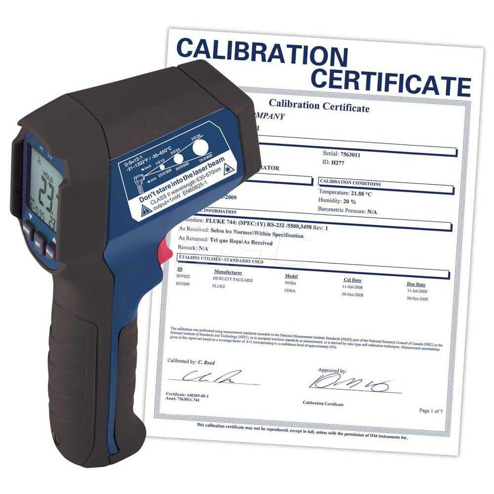 Infrared Thermometers; Resolution: 0.1; Power Supply: 9V Battery; Distance to Spot Ratio: 12:1; Minimum Temperature (C - 2 Decimals): -35.00; Minimum Temperature (Deg F - 3 Decimals): -31.00; Maximum Temperature (F) ( - 0 Decimals): 1202.00; Maximum Tempe