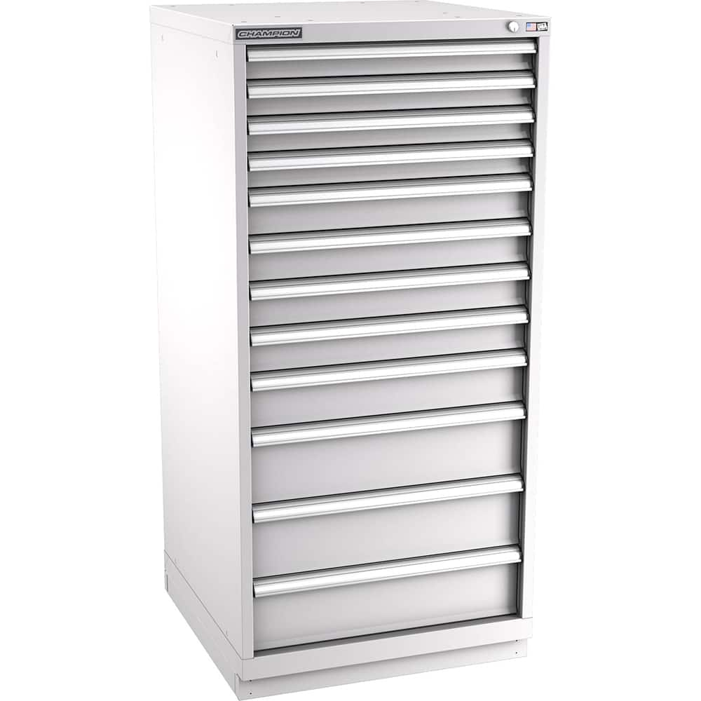 Champion Tool Storage - Modular Storage Cabinets; Type: Eye-Level Standard Width Drawer Cabinet ; Number of Drawers: 12.000 ; Height (Inch): 59-1/2 ; Width (Inch): 28-1/4 ; Depth (Inch): 28-1/2 ; Color: Light Gray - Exact Industrial Supply