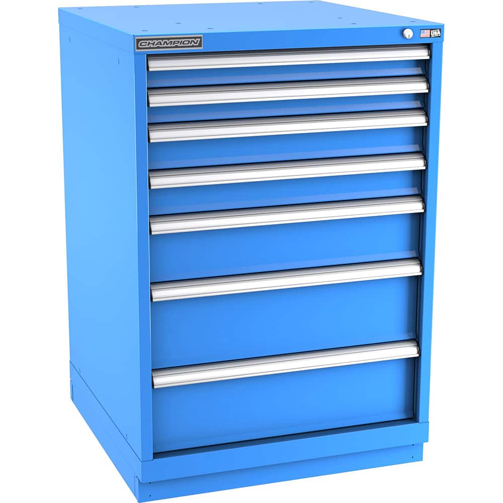 Champion Tool Storage - Modular Storage Cabinets; Type: Counter-Height Standard Width Drawer Cabinet ; Number of Drawers: 7.000 ; Height (Inch): 41-3/4 ; Width (Inch): 28-1/4 ; Depth (Inch): 28-1/2 ; Color: Bright Blue - Exact Industrial Supply