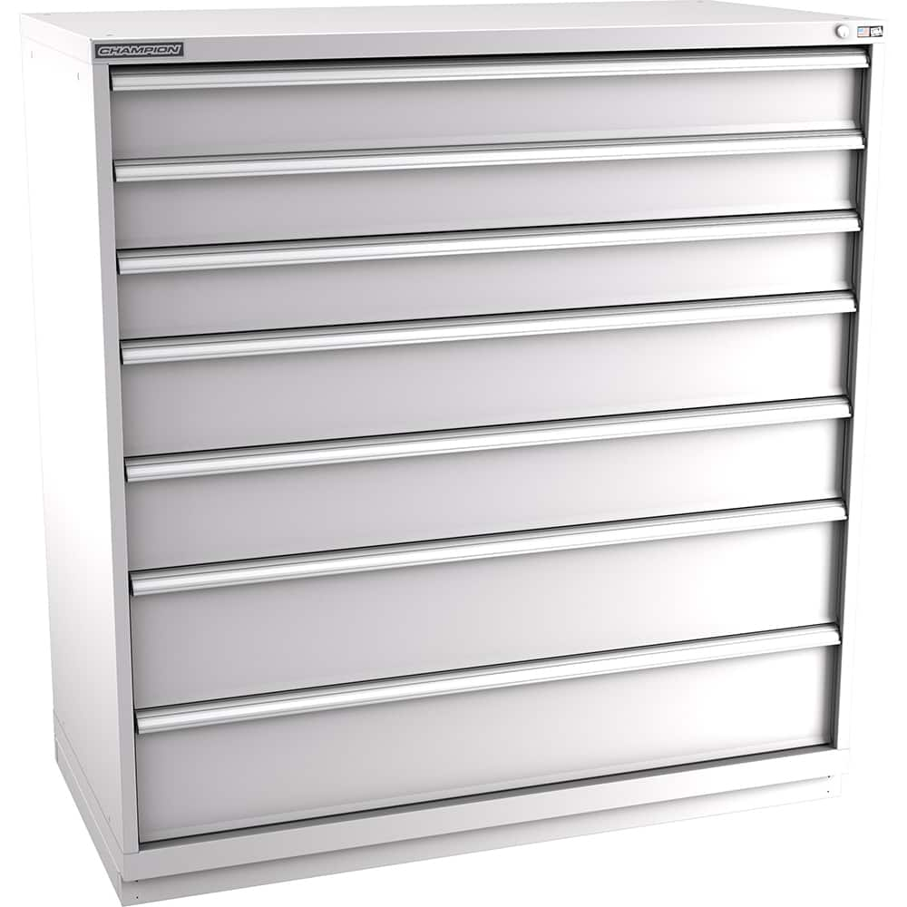 Champion Tool Storage - Modular Storage Cabinets; Type: Eye-Level Double Width Drawer Cabinet ; Number of Drawers: 7.000 ; Height (Inch): 59-1/2 ; Width (Inch): 56-1/2 ; Depth (Inch): 28-1/2 ; Color: Light Gray - Exact Industrial Supply