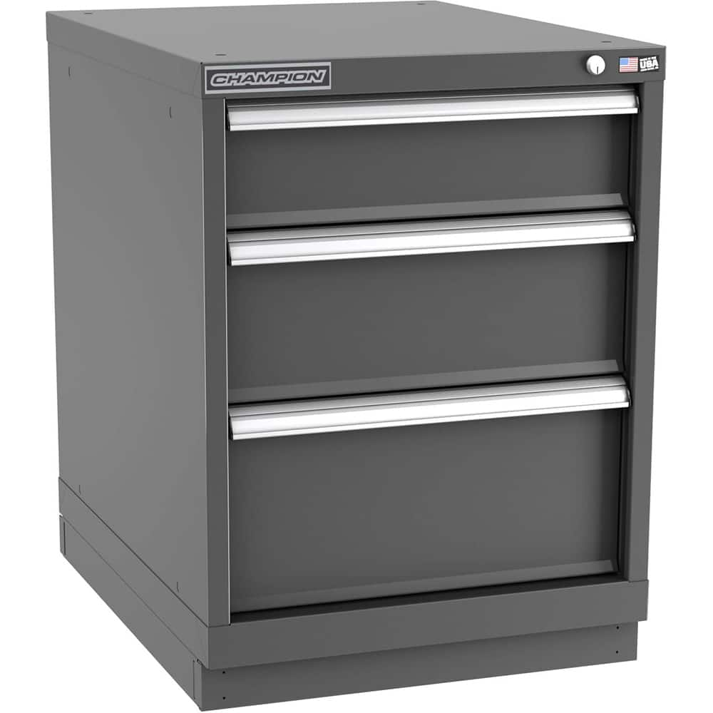 Champion Tool Storage - Modular Storage Cabinets; Type: Desk-Height Narrow Width Drawer Cabinet ; Number of Drawers: 3.000 ; Height (Inch): 29-7/8 ; Width (Inch): 22-3/16 ; Depth (Inch): 28-1/2 ; Color: Dark Gray - Exact Industrial Supply