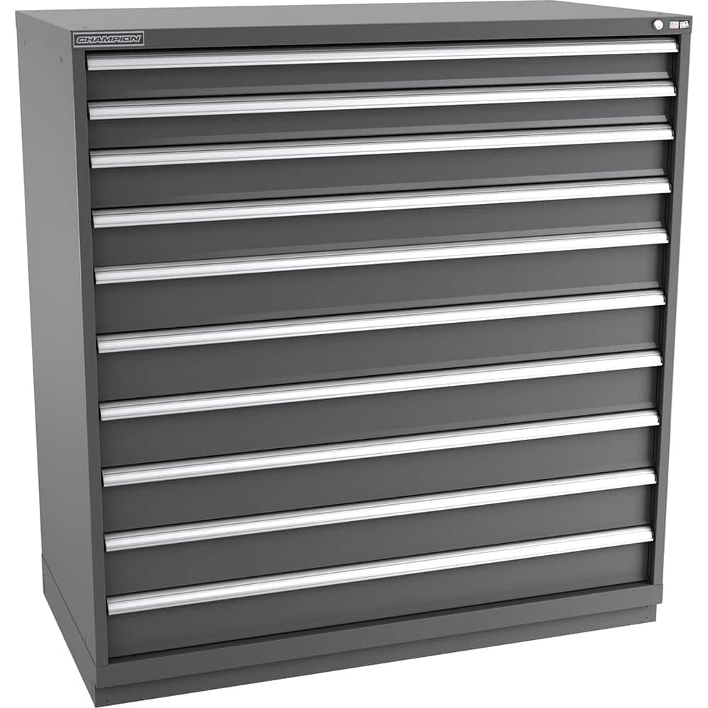 Champion Tool Storage - Modular Storage Cabinets; Type: Eye-Level Double Width Drawer Cabinet ; Number of Drawers: 10.000 ; Height (Inch): 59-1/2 ; Width (Inch): 56-1/2 ; Depth (Inch): 28-1/2 ; Color: Dark Gray - Exact Industrial Supply