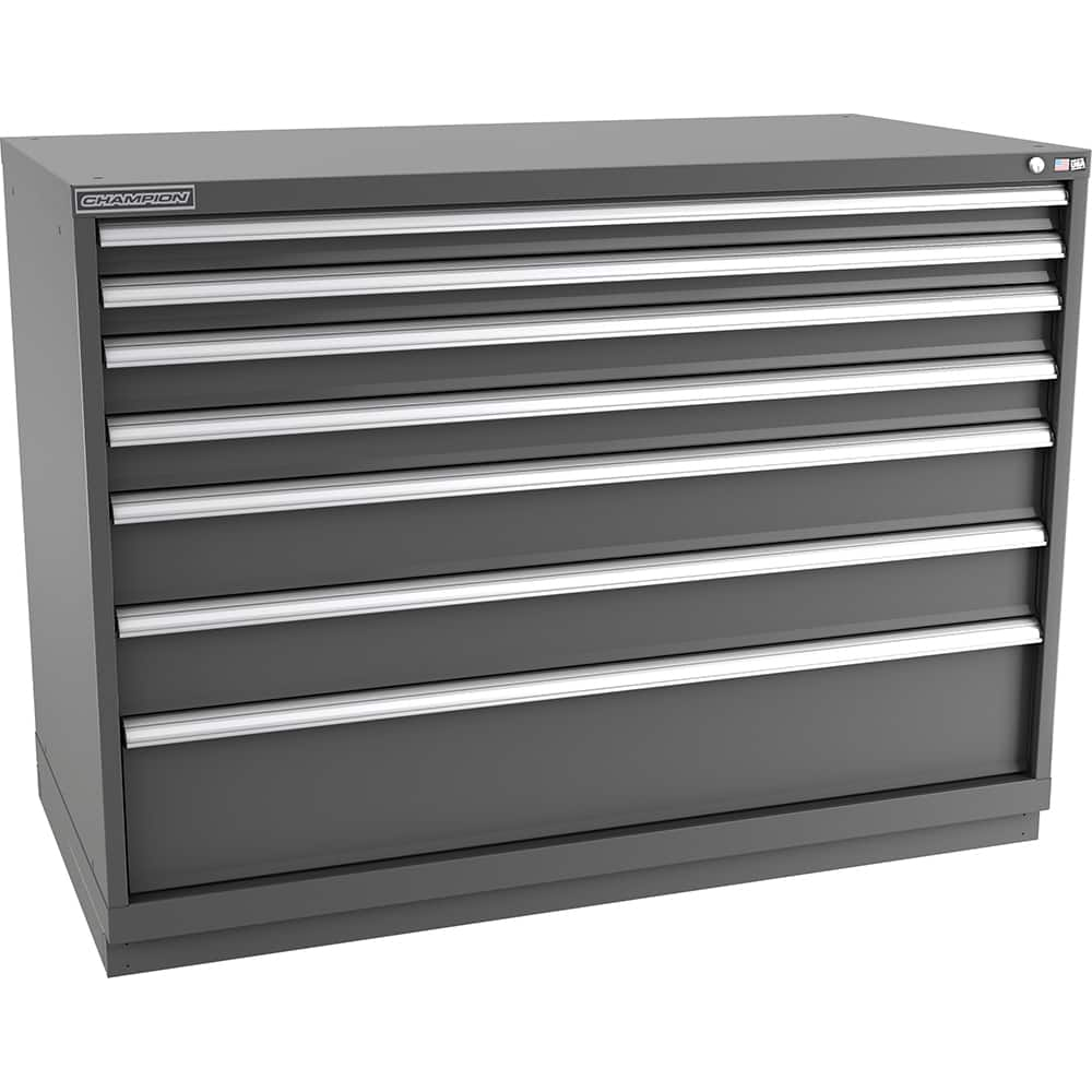 Champion Tool Storage - Modular Storage Cabinets; Type: Counter-Height Double Width Drawer Cabinet ; Number of Drawers: 7.000 ; Height (Inch): 41-3/4 ; Width (Inch): 56-1/2 ; Depth (Inch): 28-1/2 ; Color: Dark Gray - Exact Industrial Supply