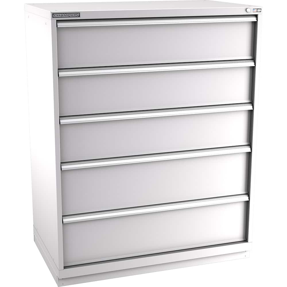 Champion Tool Storage - Modular Storage Cabinets; Type: Eye-Level Extra Width Drawer Cabinet ; Number of Drawers: 5.000 ; Height (Inch): 59-1/2 ; Width (Inch): 47 ; Depth (Inch): 28-1/2 ; Color: Light Gray - Exact Industrial Supply