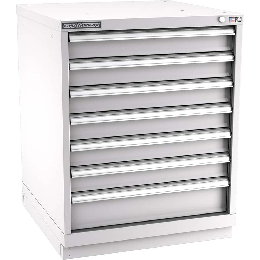 Champion Tool Storage - Modular Storage Cabinets; Type: Bench-Height Standard Width Drawer Cabinet ; Number of Drawers: 7.000 ; Height (Inch): 35-7/8 ; Width (Inch): 28-1/4 ; Depth (Inch): 28-1/2 ; Color: Light Gray - Exact Industrial Supply