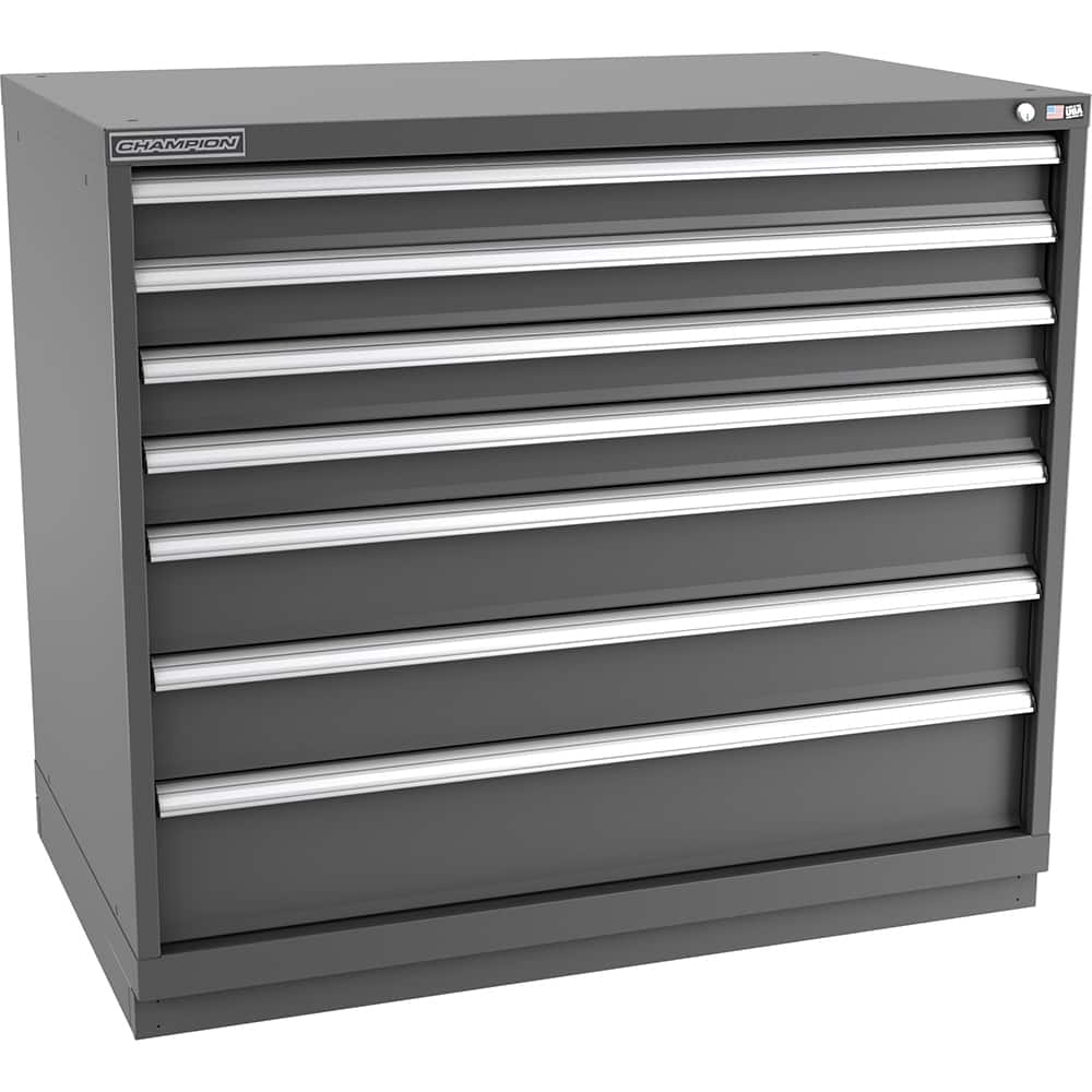 Champion Tool Storage - Modular Storage Cabinets; Type: Counter-Height Extra Width Drawer Cabinet ; Number of Drawers: 7.000 ; Height (Inch): 41-3/4 ; Width (Inch): 47 ; Depth (Inch): 28-1/2 ; Color: Dark Gray - Exact Industrial Supply