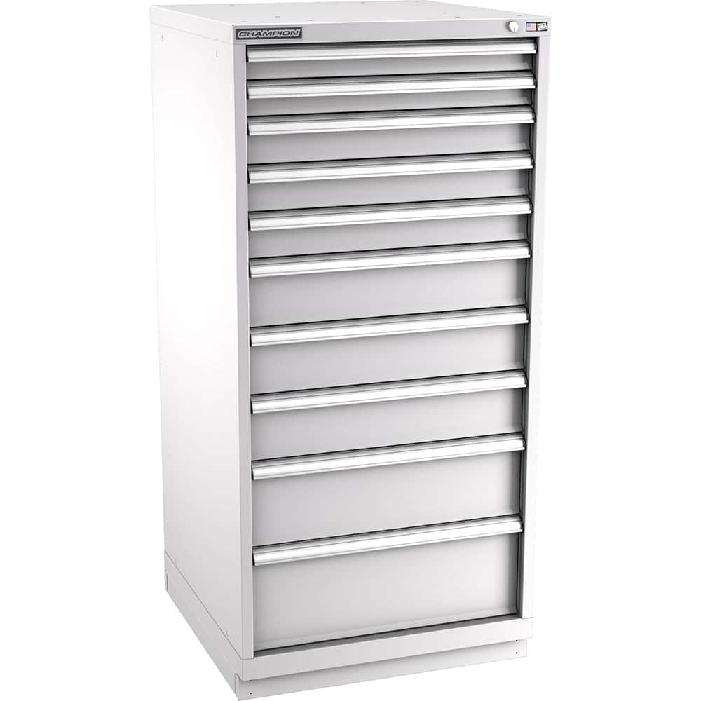 Champion Tool Storage - Modular Storage Cabinets; Type: Eye-Level Standard Width Drawer Cabinet ; Number of Drawers: 10.000 ; Height (Inch): 59-1/2 ; Width (Inch): 28-1/4 ; Depth (Inch): 28-1/2 ; Color: Light Gray - Exact Industrial Supply