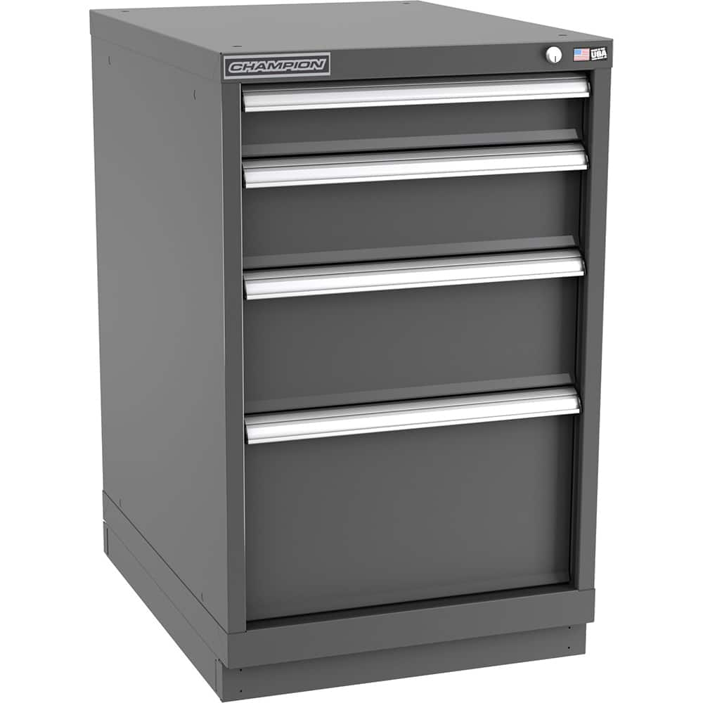 Champion Tool Storage - Modular Storage Cabinets; Type: Bench-Height Narrow Width Drawer Cabinet ; Number of Drawers: 4.000 ; Height (Inch): 35-7/8 ; Width (Inch): 22-3/16 ; Depth (Inch): 28-1/2 ; Color: Dark Gray - Exact Industrial Supply