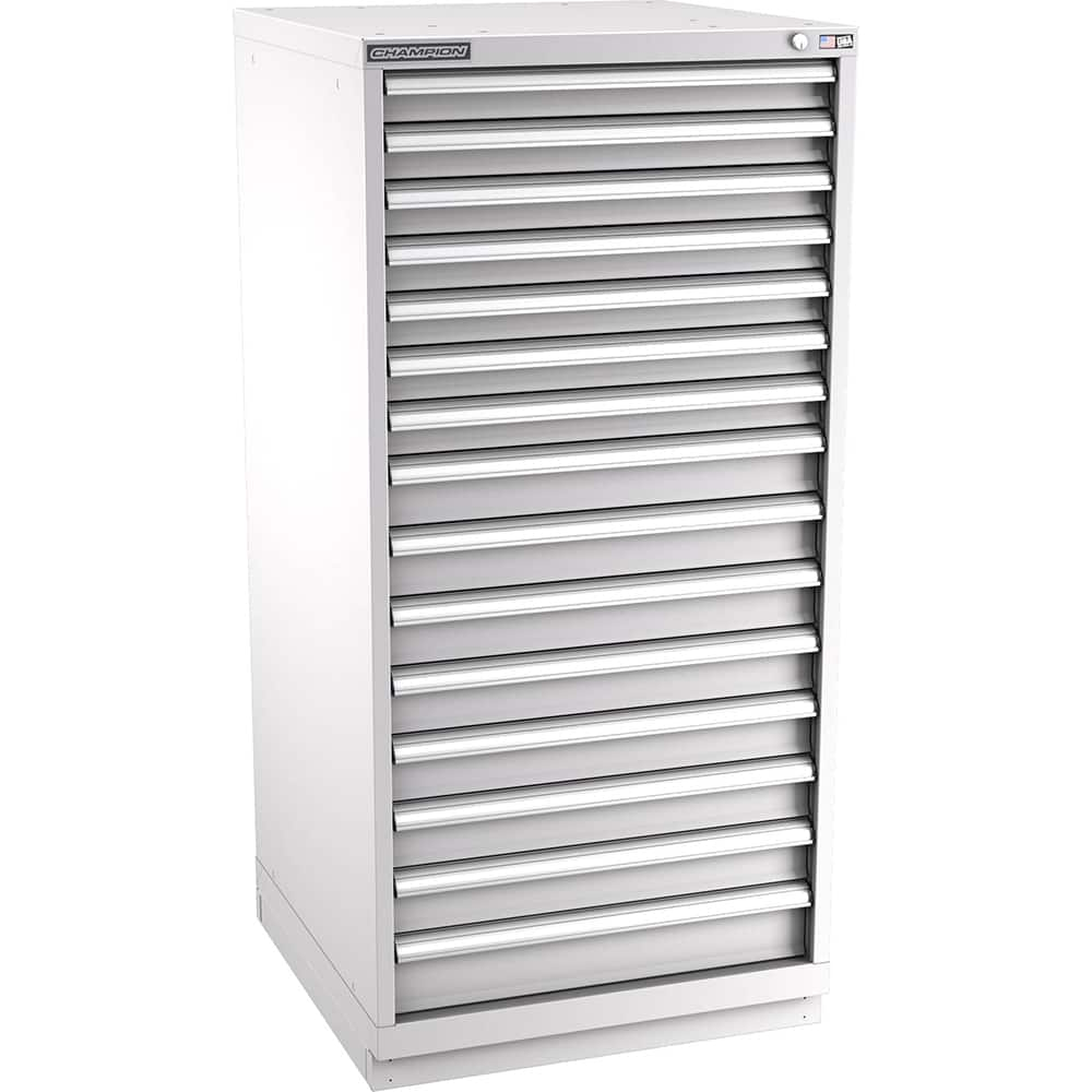 Champion Tool Storage - Modular Storage Cabinets; Type: Eye-Level Standard Width Drawer Cabinet ; Number of Drawers: 15.000 ; Height (Inch): 59-1/2 ; Width (Inch): 28-1/4 ; Depth (Inch): 28-1/2 ; Color: Light Gray - Exact Industrial Supply