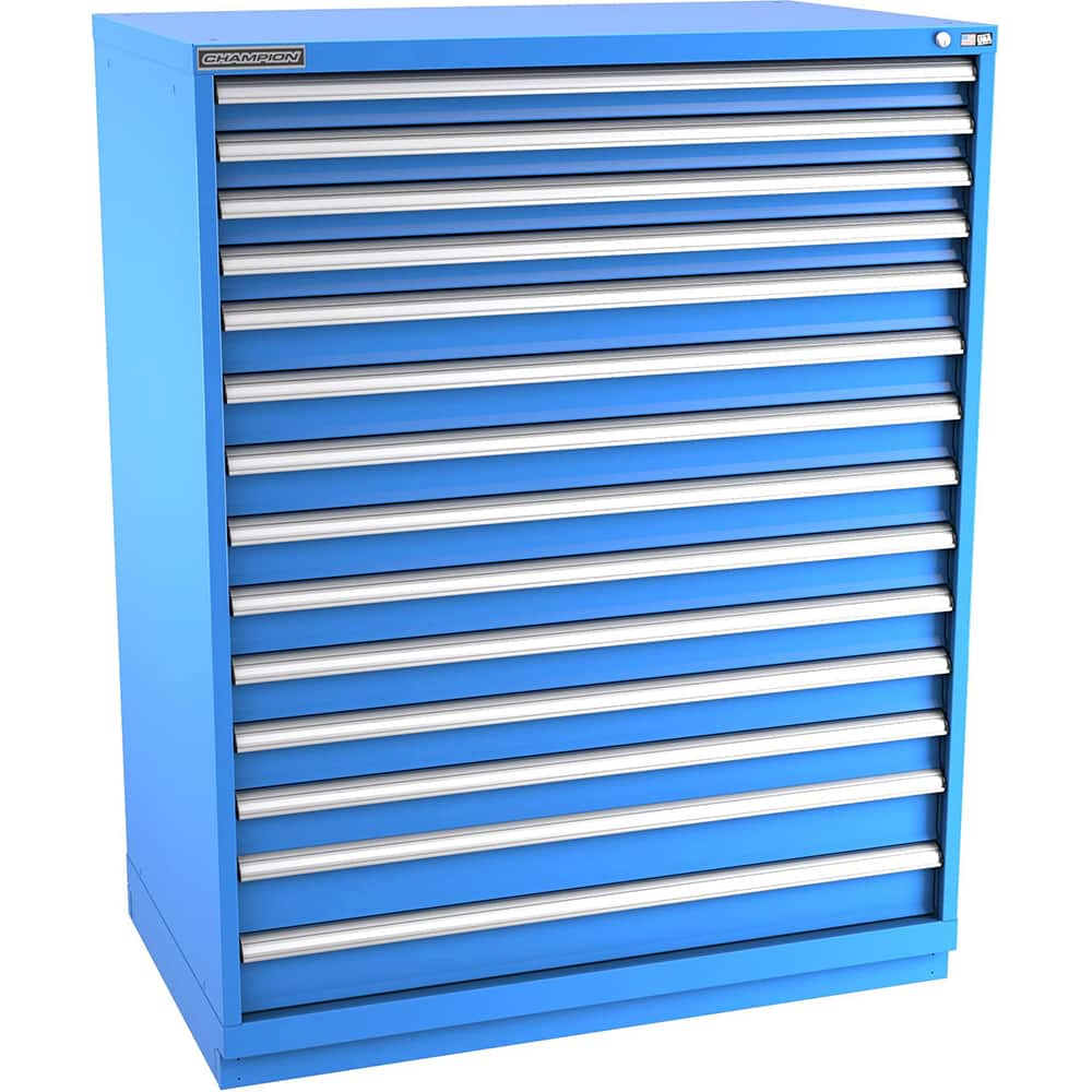 Champion Tool Storage - Modular Storage Cabinets; Type: Eye-Level Extra Width Drawer Cabinet ; Number of Drawers: 14.000 ; Height (Inch): 59-1/2 ; Width (Inch): 47 ; Depth (Inch): 28-1/2 ; Color: Bright Blue - Exact Industrial Supply