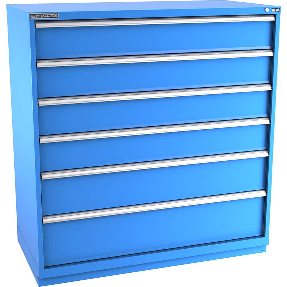 Champion Tool Storage - Modular Storage Cabinets; Type: Eye-Level Double Width Drawer Cabinet ; Number of Drawers: 6.000 ; Height (Inch): 59-1/2 ; Width (Inch): 56-1/2 ; Depth (Inch): 28-1/2 ; Color: Bright Blue - Exact Industrial Supply