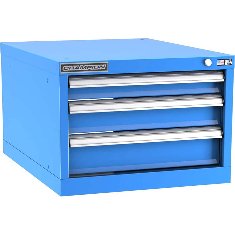 Champion Tool Storage - Modular Storage Cabinets; Type: Under-Desk Narrow Width Drawer Cabinet ; Number of Drawers: 3.000 ; Height (Inch): 15-3/4 ; Width (Inch): 22-3/16 ; Depth (Inch): 28-1/2 ; Color: Bright Blue - Exact Industrial Supply