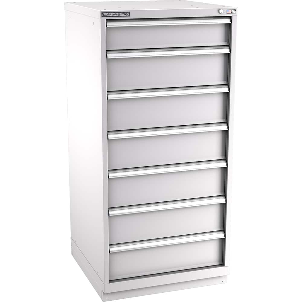 Champion Tool Storage - Modular Storage Cabinets; Type: Eye-Level Standard Width Drawer Cabinet ; Number of Drawers: 7.000 ; Height (Inch): 59-1/2 ; Width (Inch): 28-1/4 ; Depth (Inch): 28-1/2 ; Color: Light Gray - Exact Industrial Supply