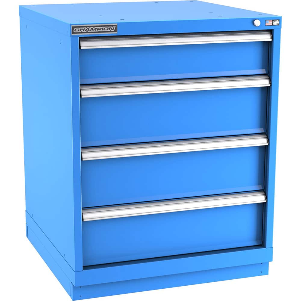 Champion Tool Storage - Modular Storage Cabinets; Type: Bench-Height Standard Width Drawer Cabinet ; Number of Drawers: 4.000 ; Height (Inch): 35-7/8 ; Width (Inch): 28-1/4 ; Depth (Inch): 28-1/2 ; Color: Bright Blue - Exact Industrial Supply