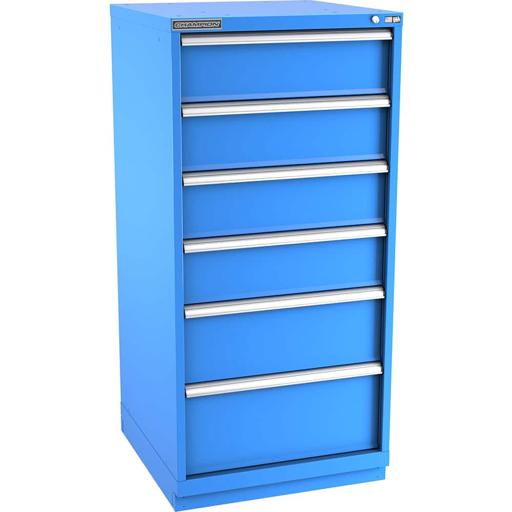 Champion Tool Storage - Modular Storage Cabinets; Type: Eye-Level Standard Width Drawer Cabinet ; Number of Drawers: 6.000 ; Height (Inch): 59-1/2 ; Width (Inch): 28-1/4 ; Depth (Inch): 28-1/2 ; Color: Bright Blue - Exact Industrial Supply