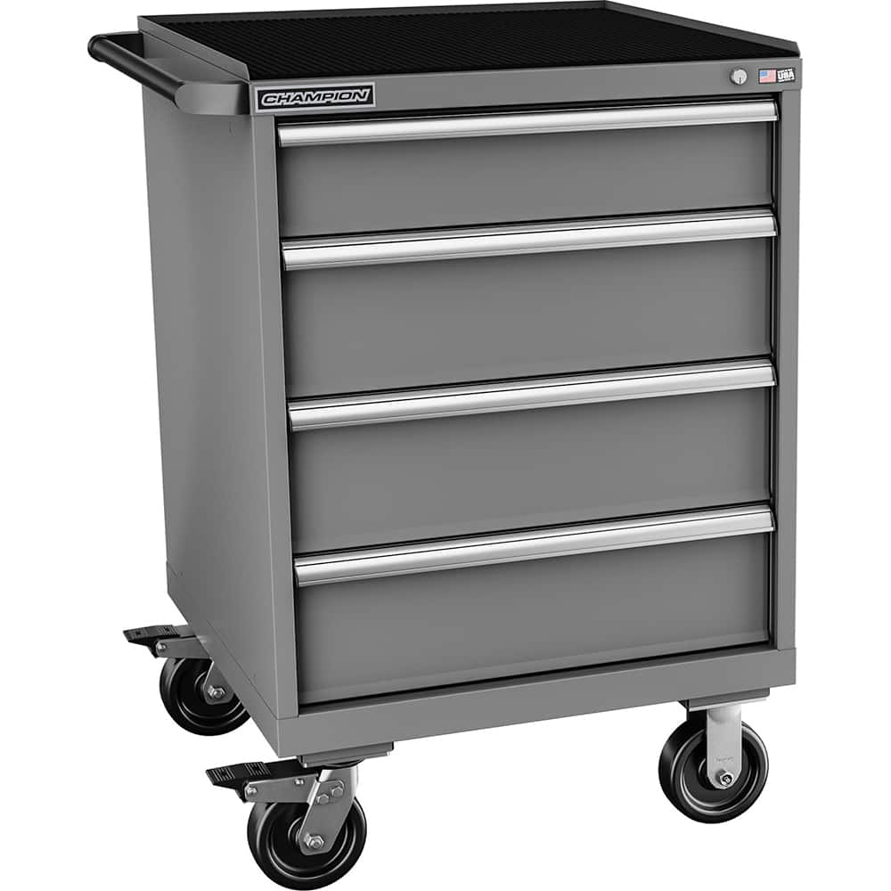 Champion Tool Storage - Mobile Work Centers; Type: Standard Depth Retainer Top Cabinet ; Load Capacity (Lb.): 440.000 ; Number of Drawers: 4 ; Width (Inch): 28-1/4 ; Depth (Inch): 28-1/2 ; Height (Inch): 43-1/4 - Exact Industrial Supply