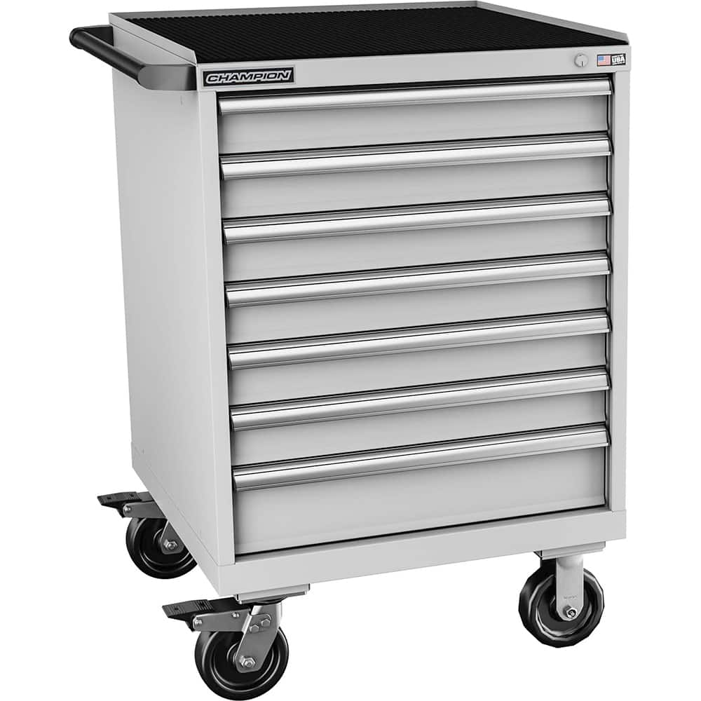 Champion Tool Storage - Mobile Work Centers; Type: Standard Depth Retainer Top Cabinet ; Load Capacity (Lb.): 440.000 ; Number of Drawers: 7 ; Width (Inch): 28-1/4 ; Depth (Inch): 28-1/2 ; Height (Inch): 43-1/4 - Exact Industrial Supply