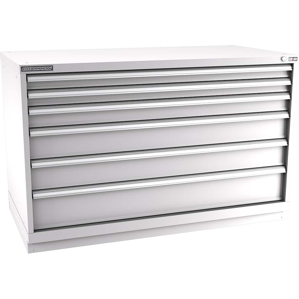 Champion Tool Storage - Modular Storage Cabinets; Type: Bench-Height Double Width Drawer Cabinet ; Number of Drawers: 6.000 ; Height (Inch): 35-7/8 ; Width (Inch): 56-1/2 ; Depth (Inch): 28-1/2 ; Color: Light Gray - Exact Industrial Supply