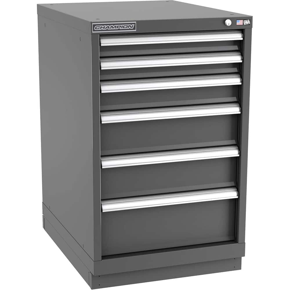 Champion Tool Storage - Modular Storage Cabinets; Type: Bench-Height Narrow Width Drawer Cabinet ; Number of Drawers: 6.000 ; Height (Inch): 35-7/8 ; Width (Inch): 22-3/16 ; Depth (Inch): 28-1/2 ; Color: Dark Gray - Exact Industrial Supply