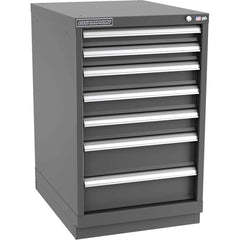 Champion Tool Storage - Modular Storage Cabinets; Type: Bench-Height Narrow Width Drawer Cabinet ; Number of Drawers: 7.000 ; Height (Inch): 35-7/8 ; Width (Inch): 22-3/16 ; Depth (Inch): 28-1/2 ; Color: Dark Gray - Exact Industrial Supply