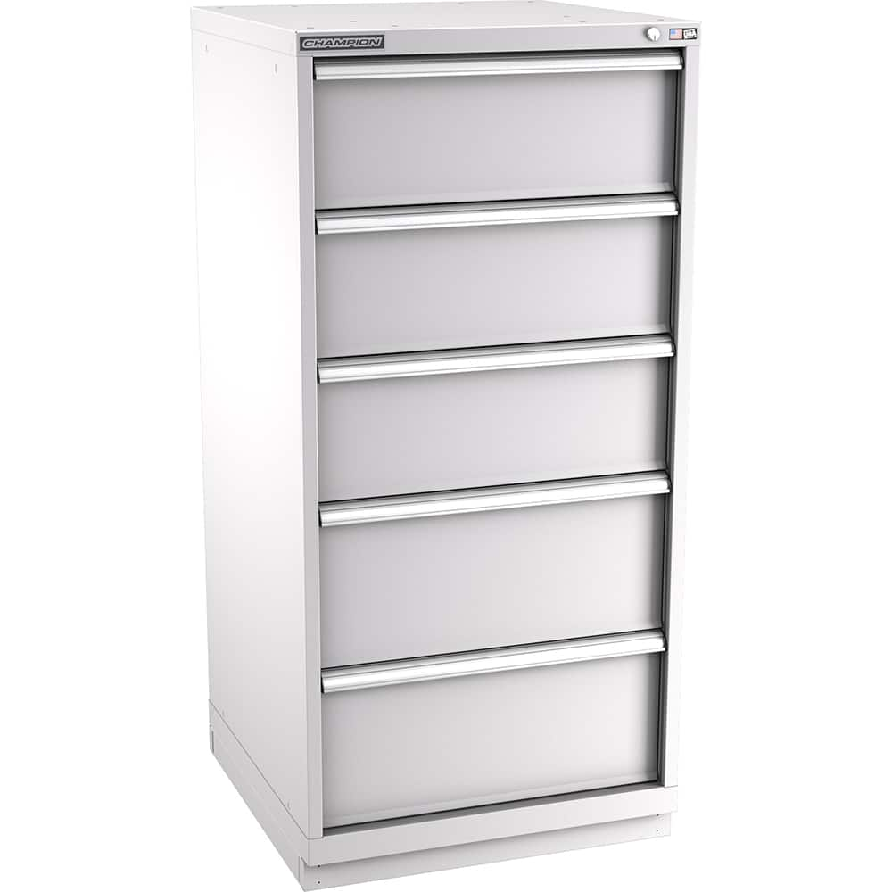 Champion Tool Storage - Modular Storage Cabinets; Type: Eye-Level Standard Width Drawer Cabinet ; Number of Drawers: 5.000 ; Height (Inch): 59-1/2 ; Width (Inch): 28-1/4 ; Depth (Inch): 28-1/2 ; Color: Light Gray - Exact Industrial Supply