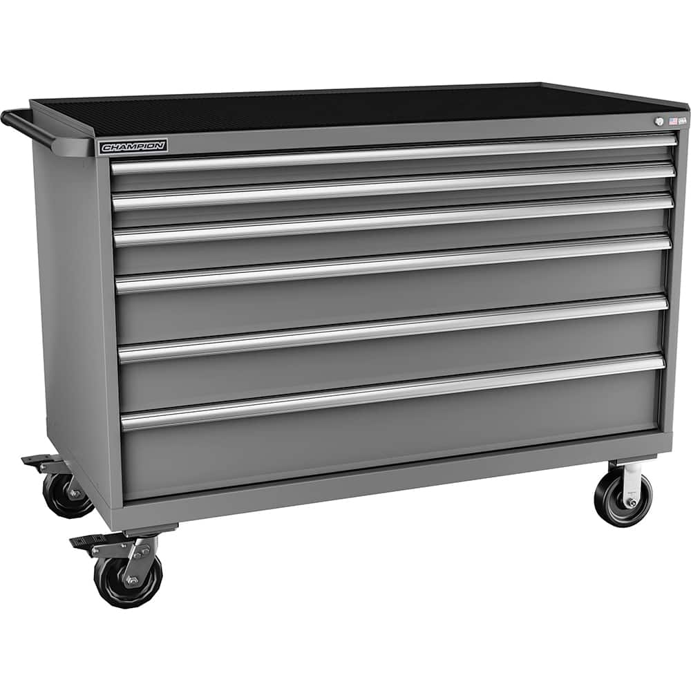 Champion Tool Storage - Mobile Work Centers; Type: Standard Depth Retainer Top Cabinet ; Load Capacity (Lb.): 440.000 ; Number of Drawers: 6 ; Width (Inch): 56-1/2 ; Depth (Inch): 28-1/2 ; Height (Inch): 43-1/4 - Exact Industrial Supply