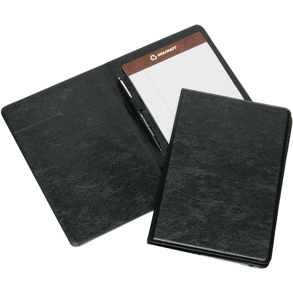 Ability One - Portfolios, Report Covers & Pocket Binders; Three Hole Report Cover Type: Pad Folio ; Width (Inch): 6 ; Length (Inch): 9 ; Color: Black - Exact Industrial Supply