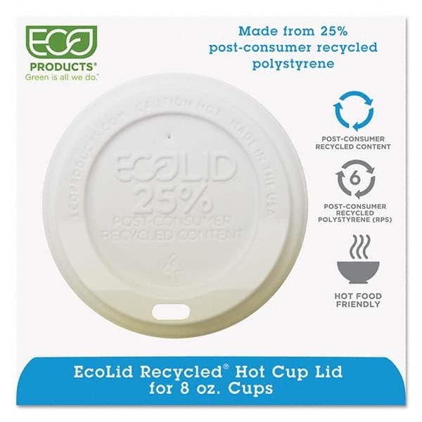 ECO PRODUCTS - EcoLid 25% Recy Content Hot Cup Lid, White, Fits 8 oz Hot Cups, 100/PK, 10 PK/CT - Americas Tooling