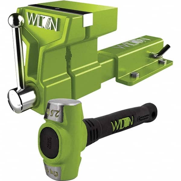 Wilton - 5" Jaw Width x 6" Jaw Opening, 4-1/2" Throat Depth, Bench & Pipe Combination Vise - Americas Tooling