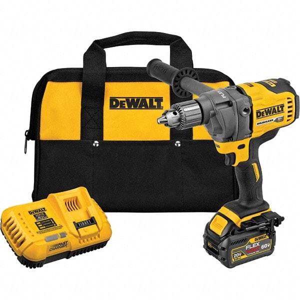 DeWALT - 60 Volt 1/2" Chuck Mid-Handle Cordless Drill - 600 RPM, Keyed Chuck, Reversible, 1 Lithium-Ion Battery Included - Americas Tooling