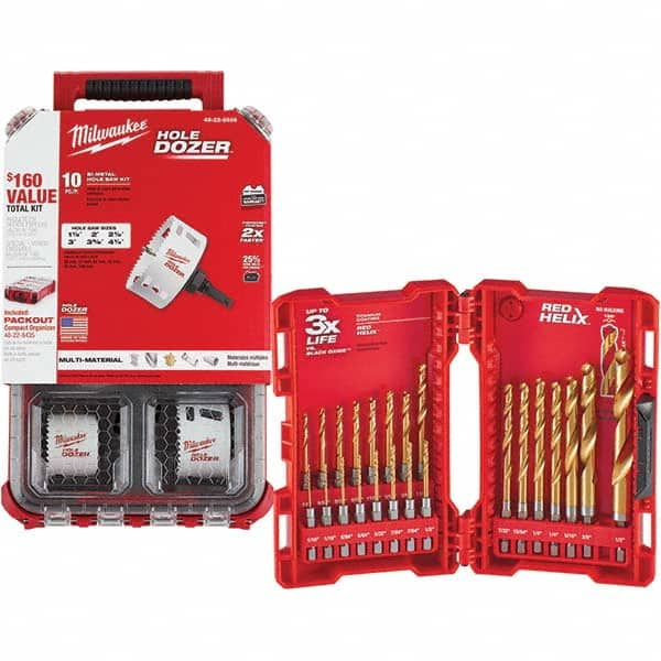 Milwaukee Tool - Hole Saw Kits Minimum Saw Diameter (Inch): 1-1/2 Maximum Saw Diameter (Inch): 4-1/4 - Americas Tooling