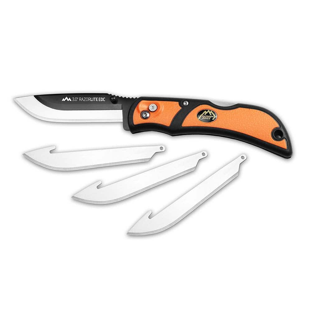 Outdoor Edge - Pocket & Folding Knives; Knife Type: Folding Knife ; Edge Type: Plain Edge ; Blade Length (Inch): 3 ; Handle Material: Glass-Reinforced Nylon with TPE ; Closed Length: 4-1/2 (Inch); Number of Edges: 1 - Exact Industrial Supply