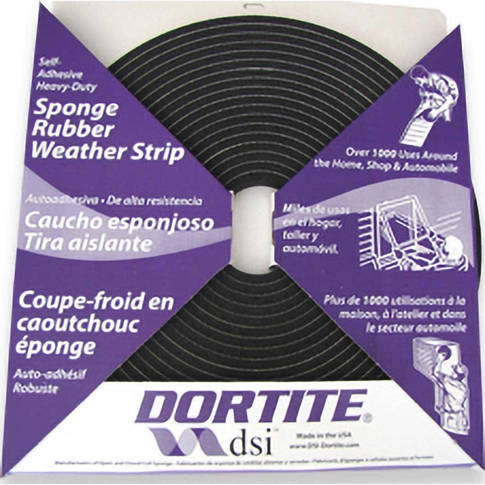 DSI - Weatherstripping; Type: Open Cell Sponge Rubber Tape w/PSA ; Length (Decimal Inch): 600 ; Width (Inch): 1/2 ; Door Thickness: 7/16 (Inch); Material: Natural Open Cell Rubber w/PSA - Exact Industrial Supply