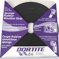 DSI - Weatherstripping; Type: Open Cell Sponge Rubber Tape w/PSA ; Length (Decimal Inch): 600 ; Width (Inch): 1/2 ; Door Thickness: 3/16 (Inch); Material: Natural Open Cell Rubber w/PSA - Exact Industrial Supply