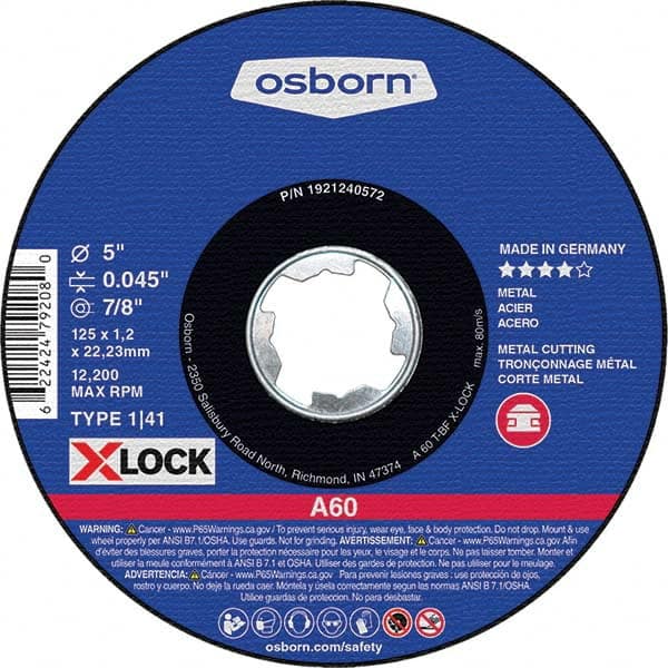 Osborn - 5 x 0.045, 7/8" Hole 60 Grit Aluminum Oxide Cutoff Wheel - Americas Tooling