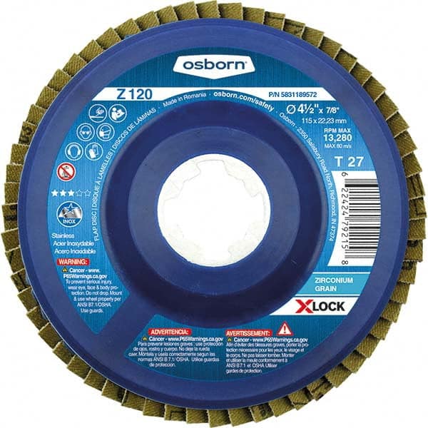 Osborn - 5" 80 Grit 5/8-11 Center Hole Type 27 Zirconia Alumina Flap Disc - Americas Tooling