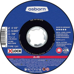 Osborn - 4-1/2 x 0.045, 7/8" Hole 46 Grit Aluminum Oxide Cutoff Wheel - Americas Tooling